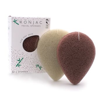 Éponges naturelles Konjac pour le visage - Pour peaux sèches - Certifiées Vegan - Pack de 6 boîtes (2 éponges dans 1 boîte)) 2