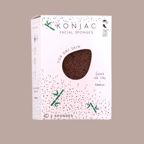 Natural Konjac facial sponges - For dry skin - Vegan certified - Pack of 6 boxes (2 sponges in 1 box))