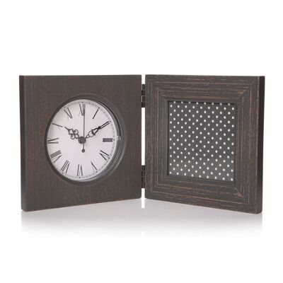 Photo Frame - 4x4, Grey with Clock