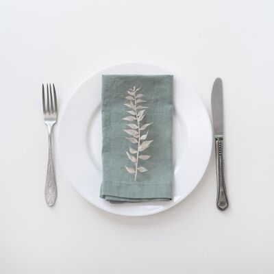 Green Milieu Linen Napkins Set of 2