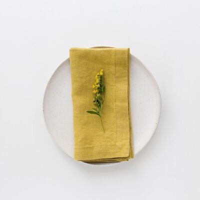 Lemon Curry Linen Napkins Set of 2