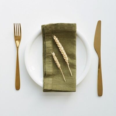 Lot de 2 serviettes en lin olive Martini