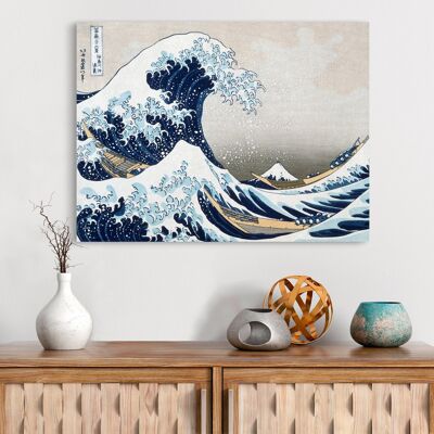 Cadre japonais, estampe sur toile : Katsushika Hokusai, La Grande Vague au large de Kanagawa