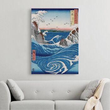 Peinture japonaise sur toile : Hiroshige, Tourbillons de Naruto, province d'Awa 3