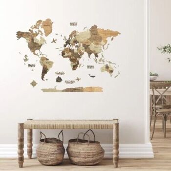 Carte du monde en bois 3D - 6 Coloris - 3 Tailles, Creatifwood 4