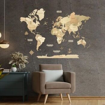 Carte du monde en bois 3D - 6 Coloris - 3 Tailles, Creatifwood 5