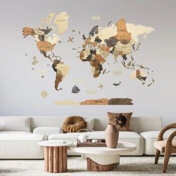 Carte du monde en bois 3D - 6 Coloris - 3 Tailles, Creatifwood 6