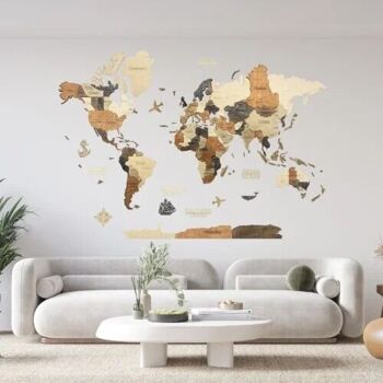 Carte du monde en bois 3D - 6 Coloris - 3 Tailles, Creatifwood 9