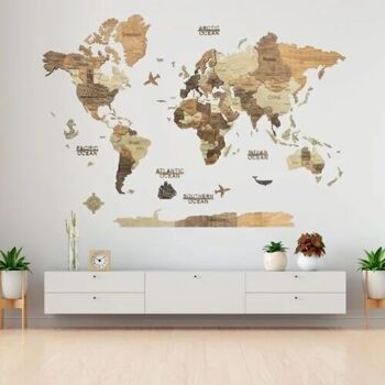 Carte du monde en bois 3D - 6 Coloris - 3 Tailles, Creatifwood 10