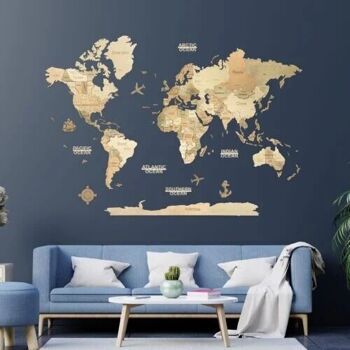 Carte du monde en bois 3D - 6 Coloris - 3 Tailles, Creatifwood 11