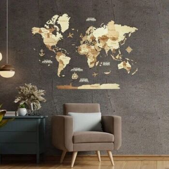 Carte du monde en bois 3D - 6 Coloris - 3 Tailles, Creatifwood 12