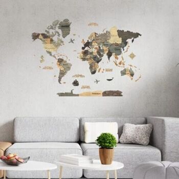 Carte du monde en bois 3D - 6 Coloris - 3 Tailles, Creatifwood 14
