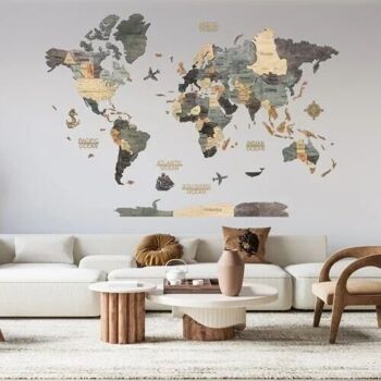 Carte du monde en bois 3D - 6 Coloris - 3 Tailles, Creatifwood 20