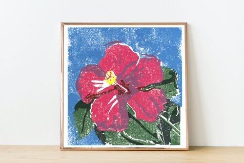 Reproduction Nature Print of Pink 'Hibiscus' Floral
