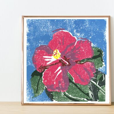 Reproduction Nature Imprimé Floral Rose 'Hibiscus'