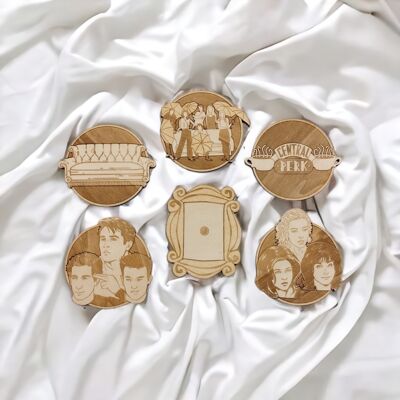 Set di 6 sottobicchieri in legno della collezione Friends - Regalo di inaugurazione della casa