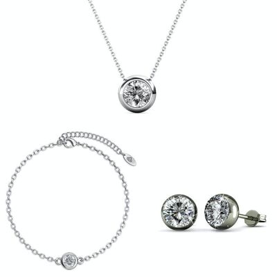 Moon and Birth Stone Sets - Silver and Crystal