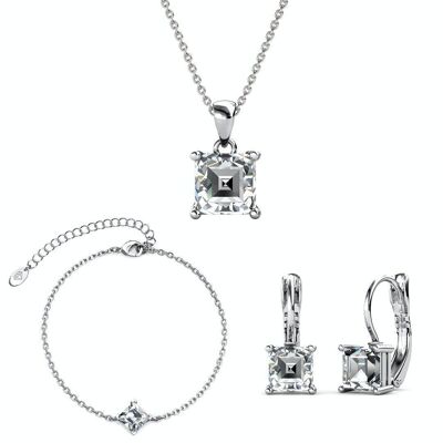 Simple Square Sets - Silver and crystal