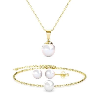 Mother of pearl Trio sets - Gold and Crystal
