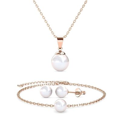 Mother of pearl Trio Sets - Rose Gold and Crystal