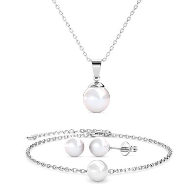 Mother of pearl Trio Sets - Silver and Crystal