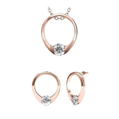Set di mini anelli - oro rosa e cristallo