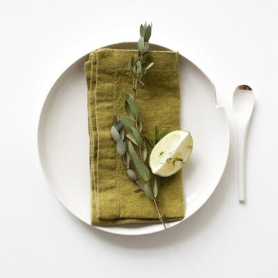 Lot de 2 serviettes en lin vert mousse