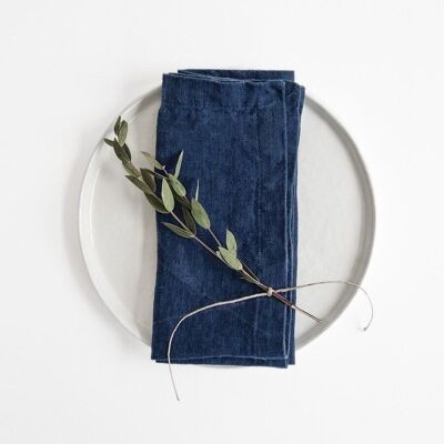 Lot de 2 serviettes en lin bleu marine