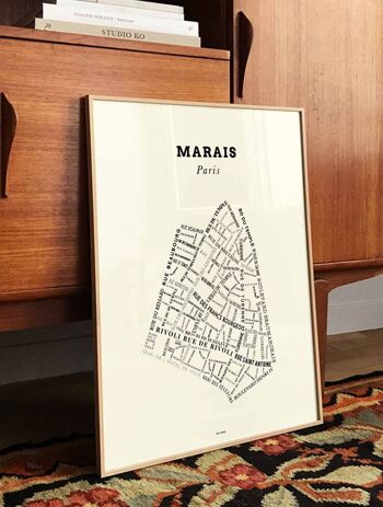 Affiche Le Bon Plan - Le Marais Paris Crème - 30 x 40 cm 1