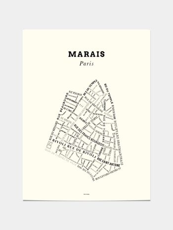 Affiche Le Bon Plan - Le Marais Paris Crème - 30 x 40 cm 3
