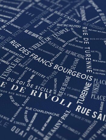 Affiche Le Bon Plan - Le Marais Paris Bleu Nuit - 30 x 40 cm 2
