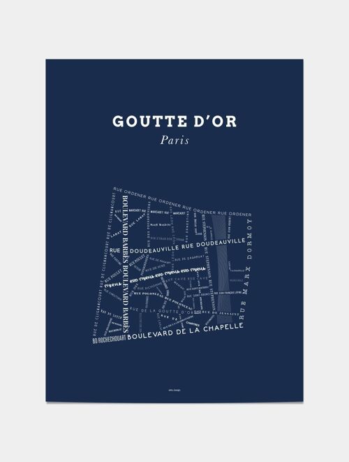 Affiche Le Bon Plan - Goutte d'Or Paris Bleu Nuit - 30 x 40 cm