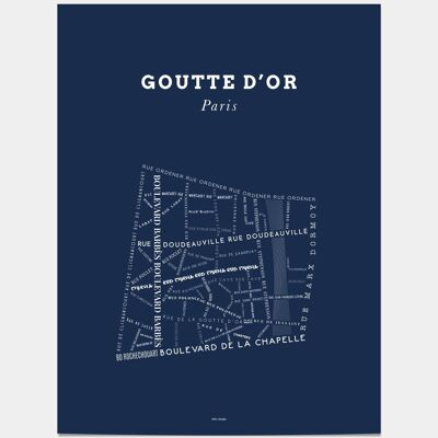 Poster Le Bon Plan - Goutte d'Or Paris Blu notte - 30 x 40 cm