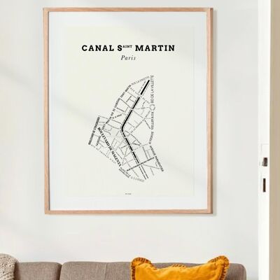 Poster Le Bon Plan - Canal Saint-Martin Parigi Crema - 30 x 40 cm