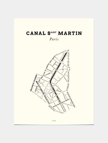 Affiche Le Bon Plan - Canal Saint-Martin Paris Crème - 30 x 40 cm 3