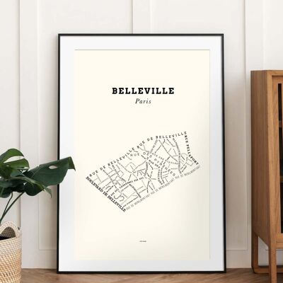 Póster Le Bon Plan - Belleville Paris Crema - 30 x 40 cm