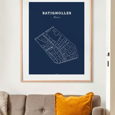 Affiche Le Bon Plan - Belleville Paris Bleu Nuit - 30 x 40 cm