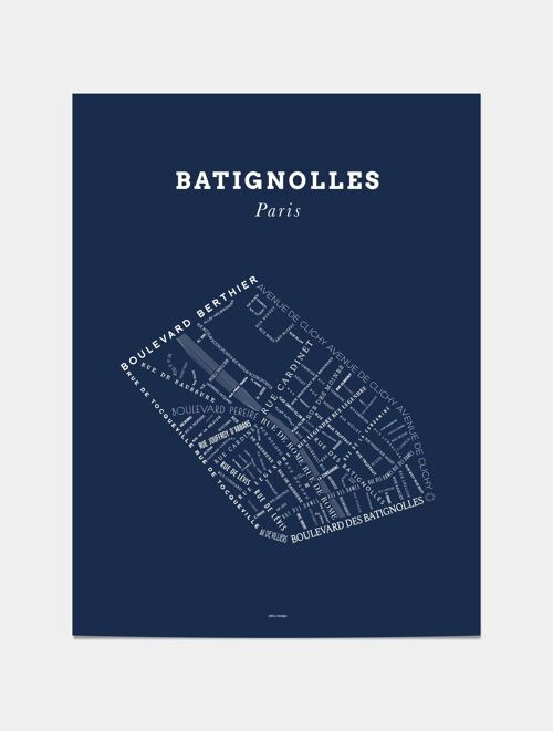 Affiche Le Bon Plan - Batignolles Paris Bleu Nuit - 30 x 40 cm