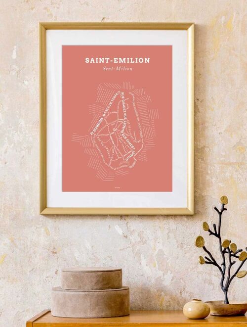 Affiche Le Bon Plan - Saint-Emilion Rouge Lie de Vin - 30 x 40 cm