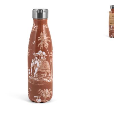 Indian Summer thermal bottle in 18/10 stainless steel with orange external decoration