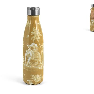 Botella térmica Indian Summer en acero inoxidable 18/10 con decoración exterior amarilla