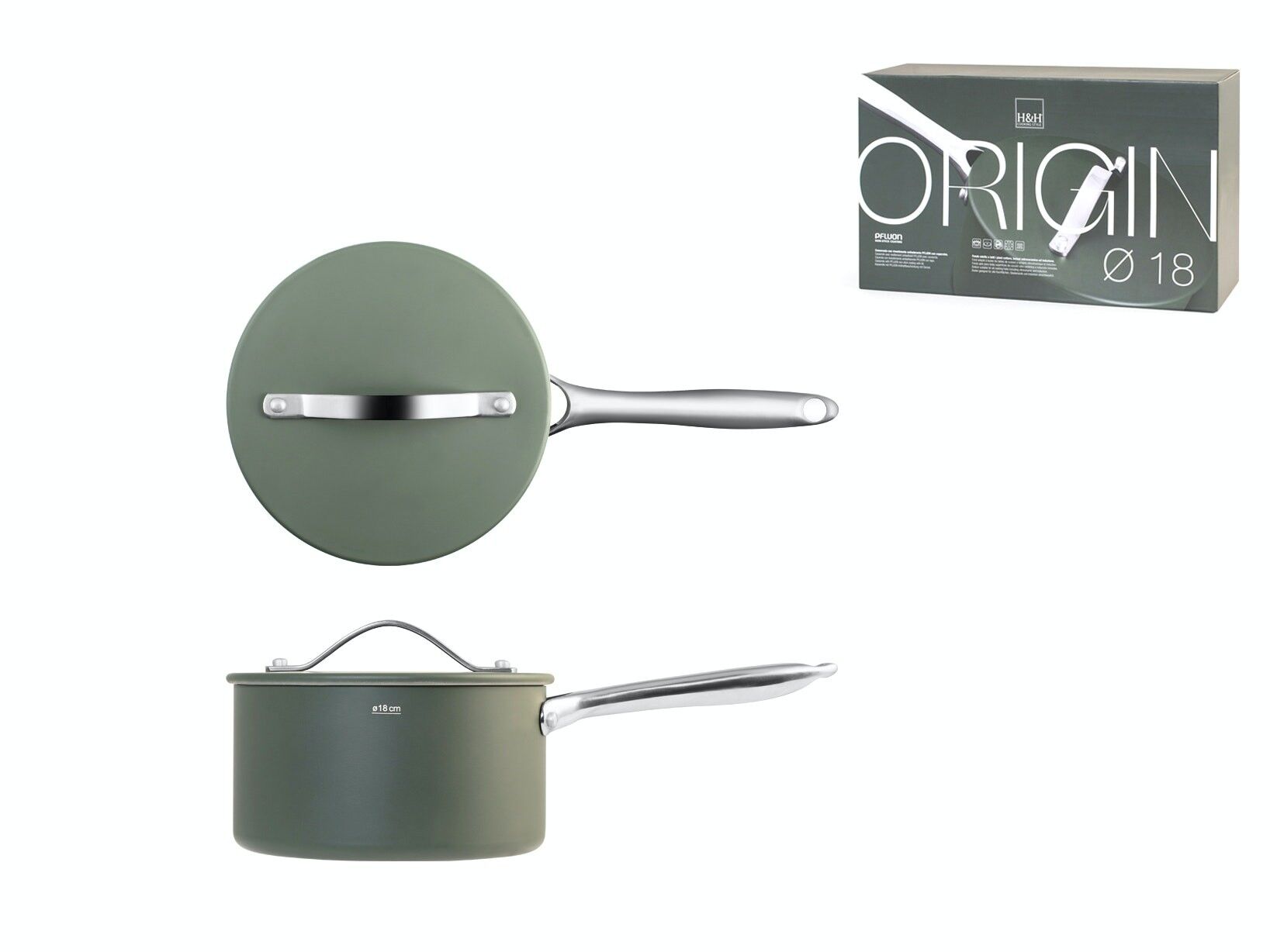 Buy wholesale Saucepan 1 handle Origin with lid 18 cm