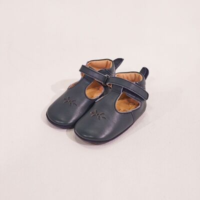 Navy soft leather slippers Angel