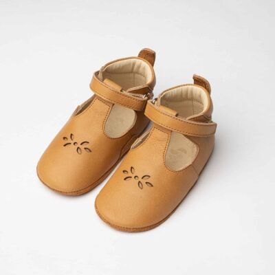 Basile camel soft leather slippers