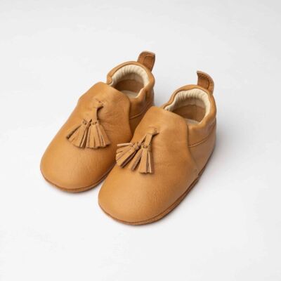 Pantofole Barnabé in morbida pelle color cammello