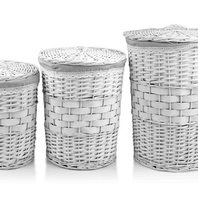 PINO Set of 3 Wicker Laundry Baskets XL:45XH56CM L:38XH49CM M:30XH41CM