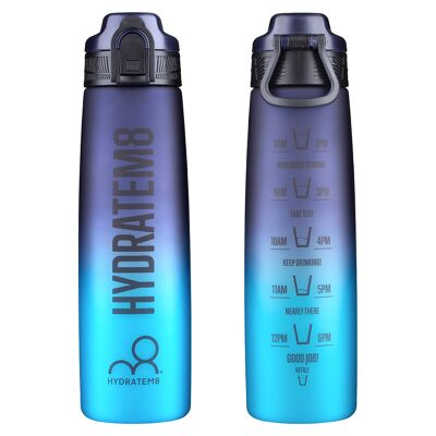 Dark Blue Gradient Hydration Tracker Water Bottle (active style without straw) 900ml