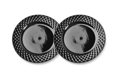 DIAMOND BLACK Set of 2 dessert plates 20.5 cm