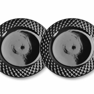 DIAMOND BLACK Set of 2 dessert plates 20.5 cm