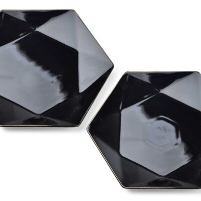 RALPH NOIR Set de 2 assiettes plates 32,5x 28,5cm x h3cm